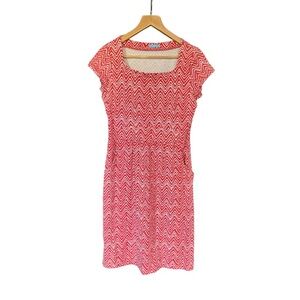 J. McLaughlin Red and White Zigzag Midi Dress